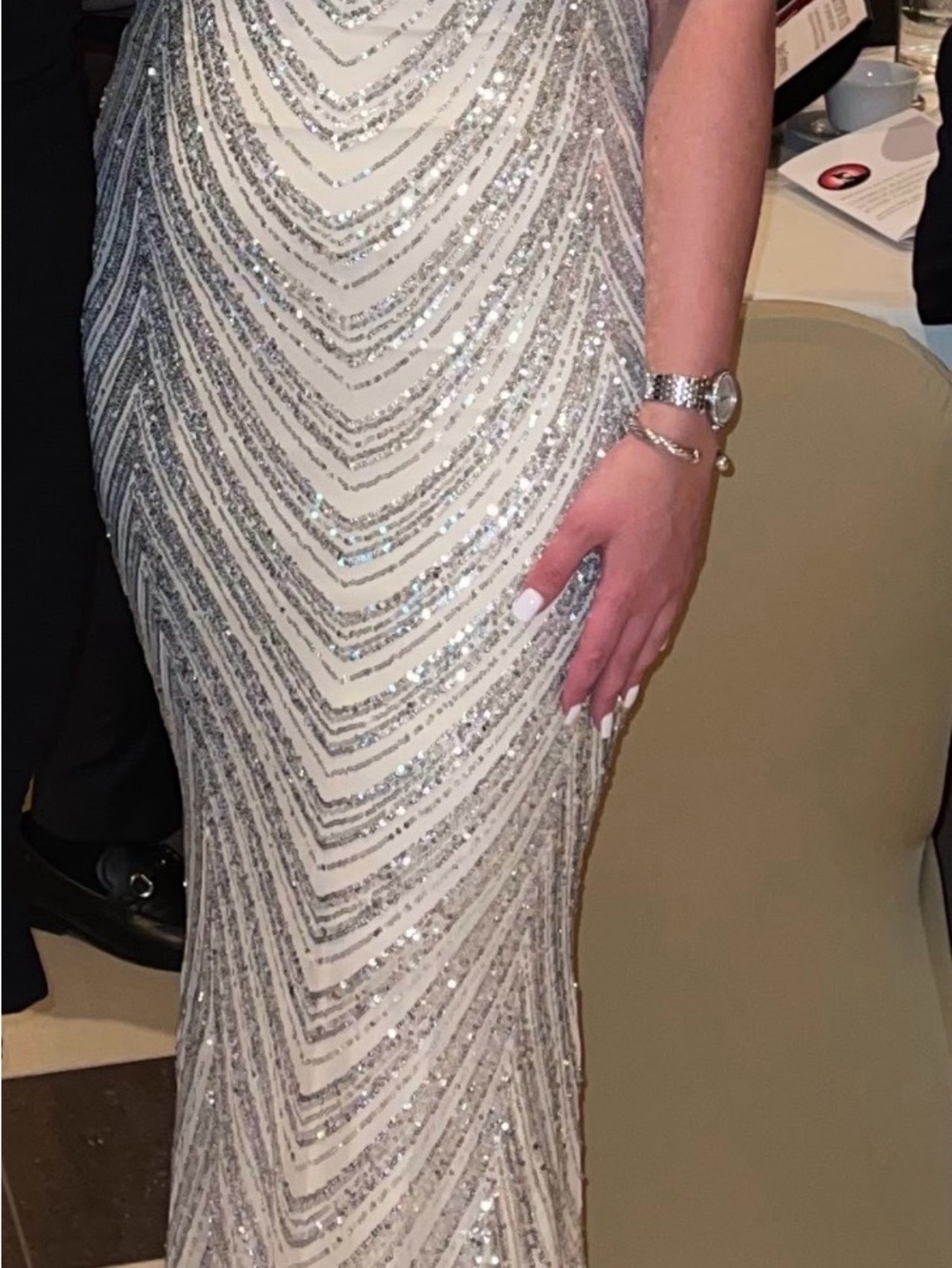 Club L London Silver Sequin Backless Evening Gown - Picture 3 of 3